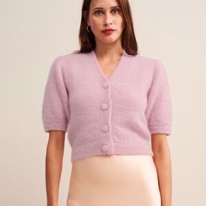 Rouje Soft Pink Button-Up Cardigan